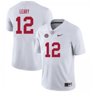 NCAA Men's Alabama Crimson Tide #12 Christian Leary Stitched College 2021 Nike Authentic White Football Jersey VA17I81QR